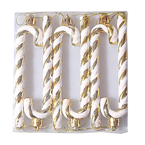 RG-FA Lot de 6 décorations de Noël en forme de canne à sucre - Doré Cover