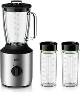 Braun JB PowerBlend 3 3272 SI Blender with 2 Smothie2Go Bottles 1.5 L Glass Bowl for Hot and Cold Ingredients Suitable as …