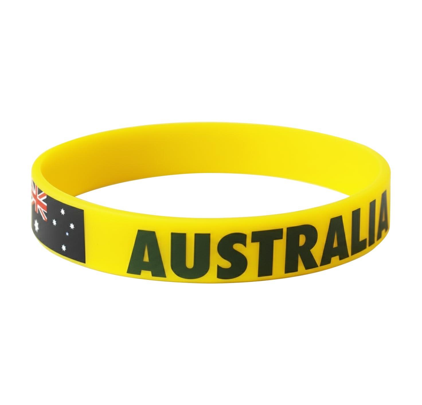 Komonee 25 x Australia Yellow World Cup Sports Event Football Country National Flag Silicone Wristbands