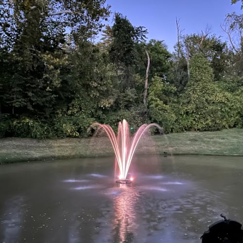 HALF OFF PONDS 1/3 HP Floating Fountain | 100 Foot Cord | 9 Patterns | Color-Changing Lights | Control Box | Surface Aeration for Ponds