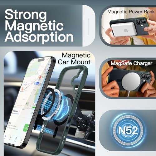 Image of JETech Magnetic Case for iPhone 17 6.3-Inch Compatible with MagSafe, Translucent Matte Back Slim Minimalist Shockproof Phone Cover (Dark Green)