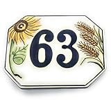 CERAMICHE D'ARTE PARRINI- künstlerische Italienisch Keramik personalisierte 15x12 Keramik Hausnummer Dekoration Sonnenblumen und Weizen Fliese Stecker aus der Hand gemacht in Italien Toskana