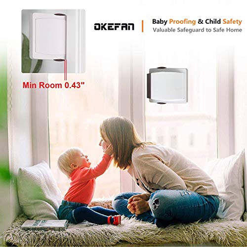 Sliding Glass Door Child Lock - OKEFAN 4 Pack Baby Safety Slide Window Locks for Kids Proof Patio Closet Doors No Drilling Tools Needed (Brown)