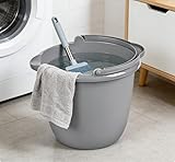 (1 Pack) 10 Qt Round Utility Bucket, Comfort Handle, Plastic.10 Qt Spout Pail Classic Titanium