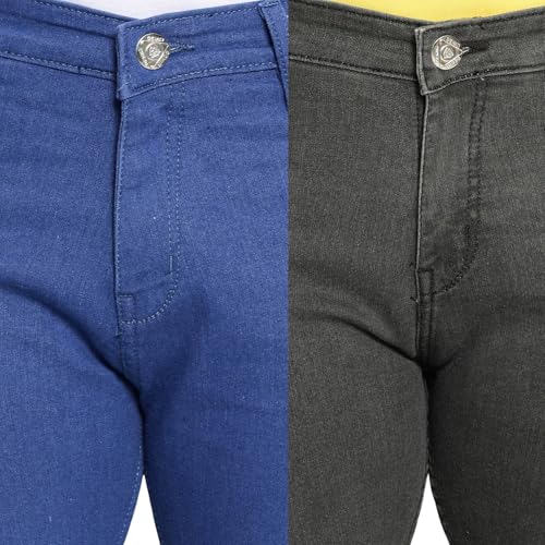 Image of DAIS Men's Stretchable Slim Fit Mid Rise Jeans, Pack of 2, (Combo of 2 Jeans)