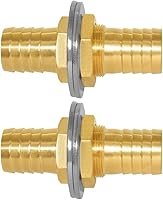 Vista 1 de 2 unids latón recto bulkhead montaje 3/4 "OD Barb Thru-Bulk Acoplamiento Tanque Conector Manguera de manguera para agua/aceite/gas