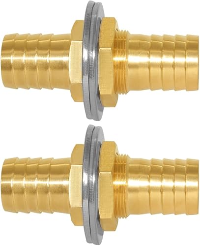 2 unids latón recto bulkhead montaje 34 "OD Barb Thru-Bulk Acoplamiento Tanque Conector Manguera de manguera para aguaaceitegas