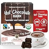Cafe Garibaldi Premium Dark Hot Chocolate - Organic Instant Cocoa Mix with Dark Cacao Powder, Fair Trade, Gluten-Free, & GMO-Free, 8 Servings x 0.62oz Packets, Ideal Italian Hot Chocolate Gift