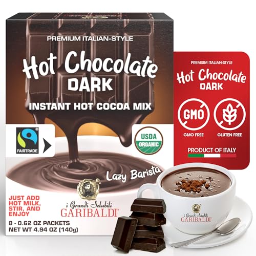 Cafe Garibaldi Premium Dark Hot Chocolate - Organic Instant Cocoa Mix with Dark Cacao Powder, Fair...