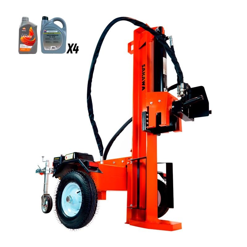 SAKAWA Astilladora Troncos Leña AS25TG + Aceite Hidráulico 5 L + Aceite 4 Tiempos