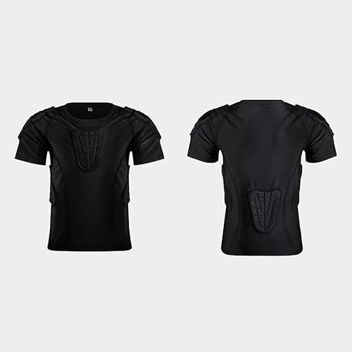 Miniatura 2 de Hotfiary Pantalones cortos de compresión acolchados para jóvenes, protector de pecho de costilla de fútbol, almohadillas protectoras para patinaje y