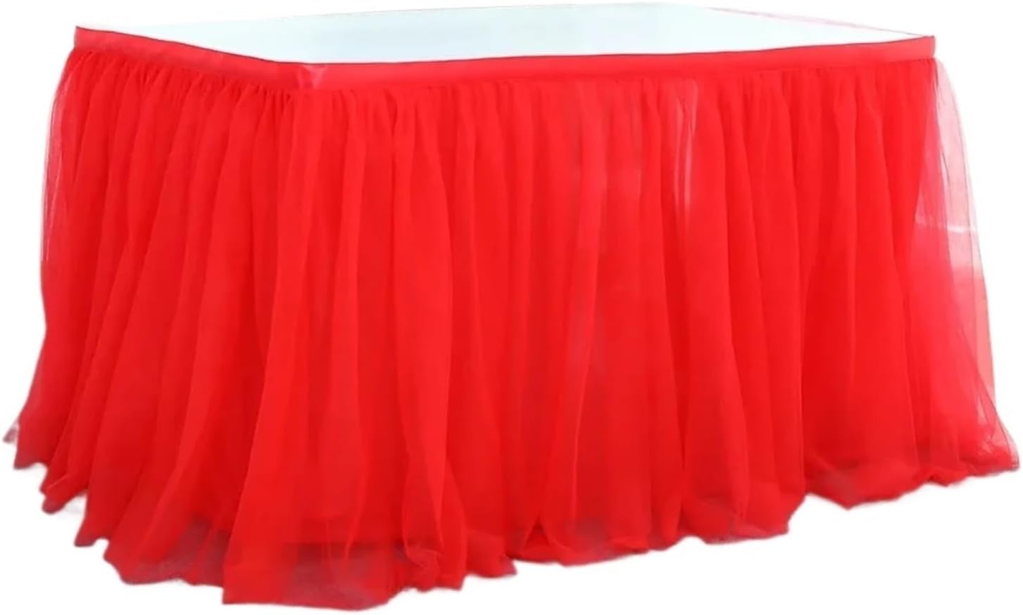 Party Table Skirt， Pleated Table Skirt with Tulle for Birthday Party Decorations for Wedding, Birthday, Party, Bar, Prom(Champagne)