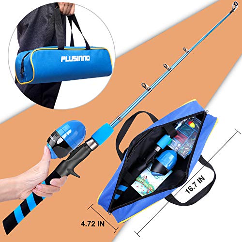 image for PLUSINNO Kids Fishing Pole, Portable Telescopic Fishing Rod and Reel C