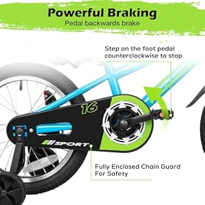 WEIZE Kids Bikes, 16 Inch BMX Style Bicycle for Boys Girls, Boy's Bike for Kids Ages 4-12 Years Old, Kids Bicycle with Front and Rear Fender, Training Wheels, Adjustable Seat, Blue — photo 3 of 6