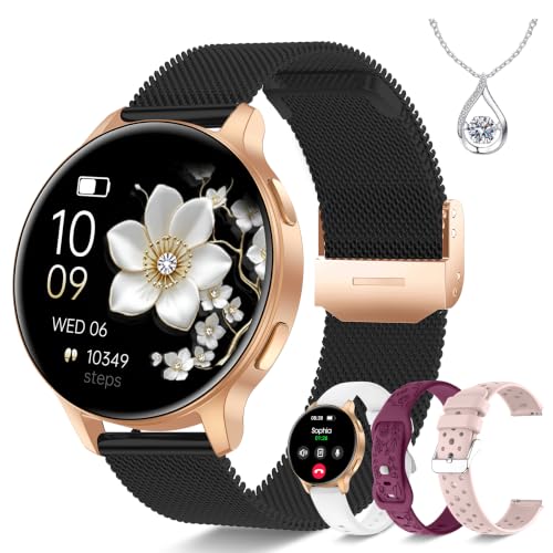 Black gold Iaret smartwatch with bands and notification alerts