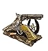 Decorative Old Western Double Guns Six Shooters with Ivory Look Handle American Eagle Envelope Mail Holder Container - Lucky Horseshoe Metal Look Silver Star - Rustic Country Office Desk Décor