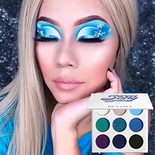 La Catrina De'lanci Blue Eyeshadow Palette丨9 Color Shimmer Matte Eyeshadow Pallet丨Highly Pigmented Blue Makeup Eyeshadow丨Long Lasting Pressed Powder Bright Eyeshadow #TOP2