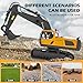 ADTHLIER Remote Control Excavator (11-Channel), Dump Truck, Bulldozer, Loader (9-Channel), 2.4GHz Remote Control Construction Vehicles, Metal Construction, with Cool Lights and Sound Effects, 4-Pack