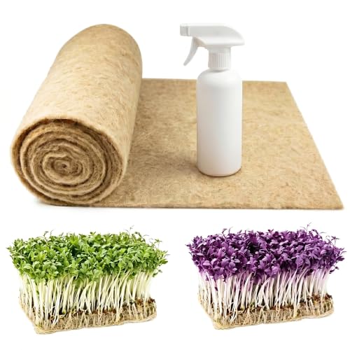 10IN x 6.5FT Hemp & Jute Microgreen Growing Mat Roll with Spray Bottle
