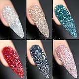 GAOY Reflective Glitter Gel Nail Polish Set for 6 Colors Including Pink Silver Red Green Colors Holographic Gel Polish Kit for Salon Manicure and Nail Art DIY at Home