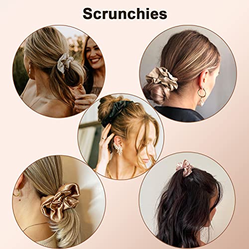 4 Pcs Large Claw Clips For Thick Hair And 4 Pcs Satin Hair Scrunchies For Women, Nonslip Big Hair Claws Banana Clips 4.33 Inch And Silk Hair Ties Set #TOP2