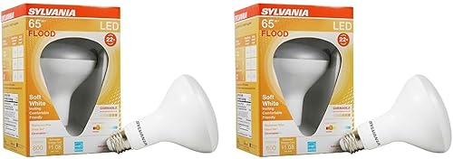 Sylvania Flood BR30 Bombilla LED, 65 W 9 W, regulable, 22 años, 800 lúmenes, 2700 K, blanco suave, paquete de 2 (40460)