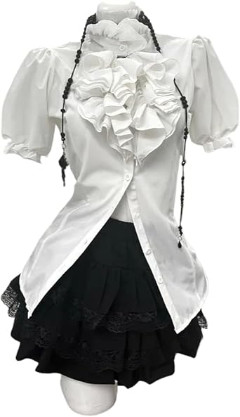 Ouji Fashion Blouse/Vest/Skirts - Vkei Victorian Clothes Set, Goth Jirai Kei Jfashion Retro Steampunk Outfits
