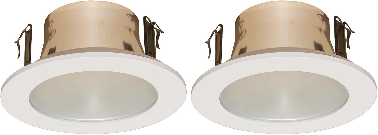 4 Inches Frosted Lens Shower Trim for Line Voltage Recessed Light/Lighting-White Fit Halo/Juno