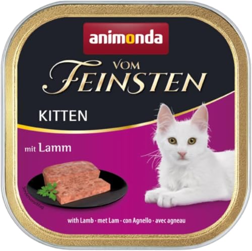 animonda vom Feinsten Kitten Katzenfutter nass mit Lamm (32 x 100g), Kitten getreidefreies Katzen Nassfutter ohne Zucker, mit frischen fleischigen Zutaten