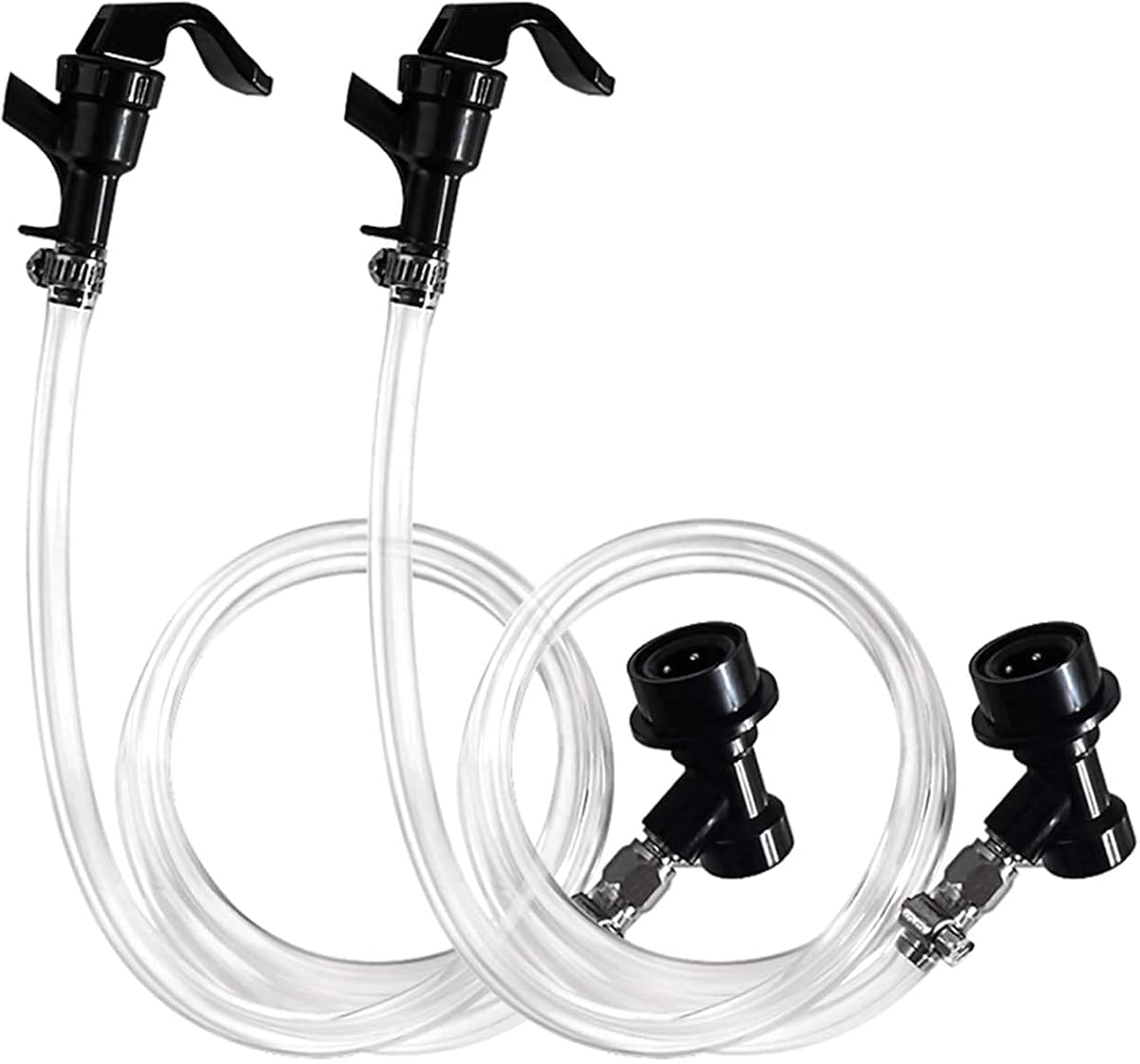 FERRODAY 3ft Ball Lock Beer Line Assembly Liquid Line Picnic Tap Ball Lock Quick Disconnect Faucet Food Safe Clear Tube Kit for Cornelius Keg Wine Making Soda Dispensing Keg Fitting