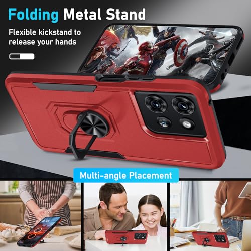 Janmitta for Motorola Moto G 2025 Case/Moto G 2026 Case with Screen Protector,Heavy Duty Shockproof Full Body Protective Cover Built in Rotatable Metal Holder for Moto-G-Play-2026,Red by Janmitta - Used condition - Image 2