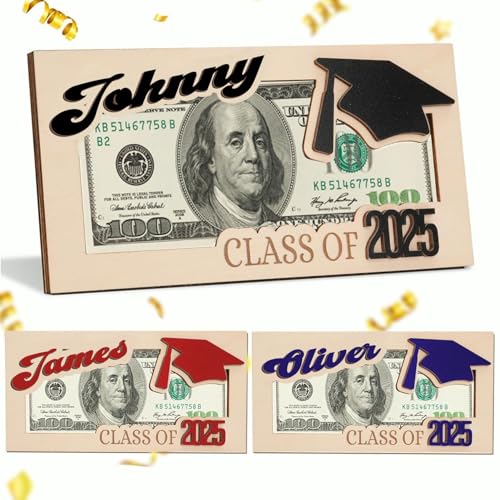 Graduation Gift 2025 Personalized Grad Frame Money Holder Custom Name Senior Gift Graduation Keepsake Class of 2025 Grad Cap Diploma Gift high School College Graduate Present Cash Holder - Main Image