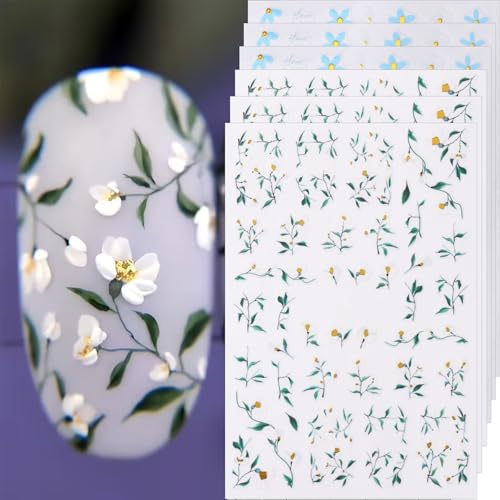 Spring Nail Art Stickers Flower Nail Decals for Press ons