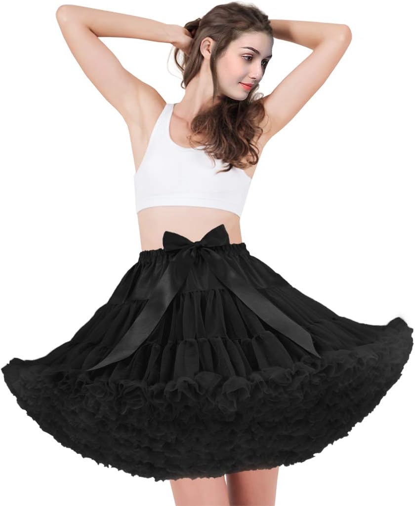 Women's Puffy Tutu Skirt Elastic Waist Tulle Tutu Skirt Fluffy Princess Ballet Dance Underskirt