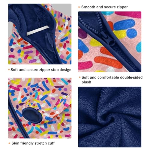 Colorful Sprinkles Girls Fleece Jacket Girls Fall Jacket Girls Zip Up Hoodie Girls Sherpa Jacket 2-10T3