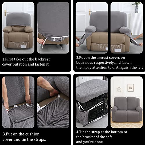 Jaotto Housse de Fauteuil Relax Extensible 1 Place, Housse de Fauteuil Relax Inclinable Electrique, Couverture de Chaise Canapé Relax avec Poche, Protecteur pour Fauteuil Inclinable,Géométrie Orange - Image 7