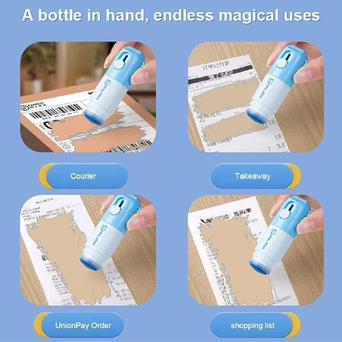 ENNCOZY 2 in 1 Thermal Paper Correction Fluid with Unboxing Knife Thermal Paper Data Protection Fluid Information Anti-Leakage Protection Correction Fluid for Package Labels Bills 2