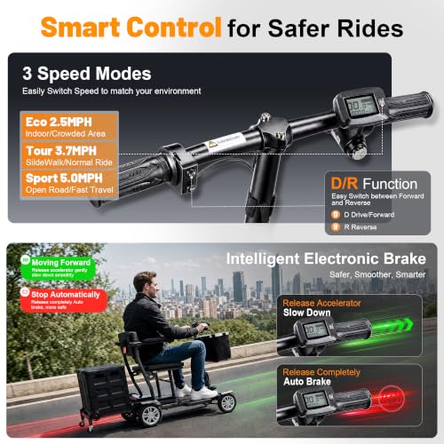 Lightweight 4-Wheel Scooter 25 Mile Range