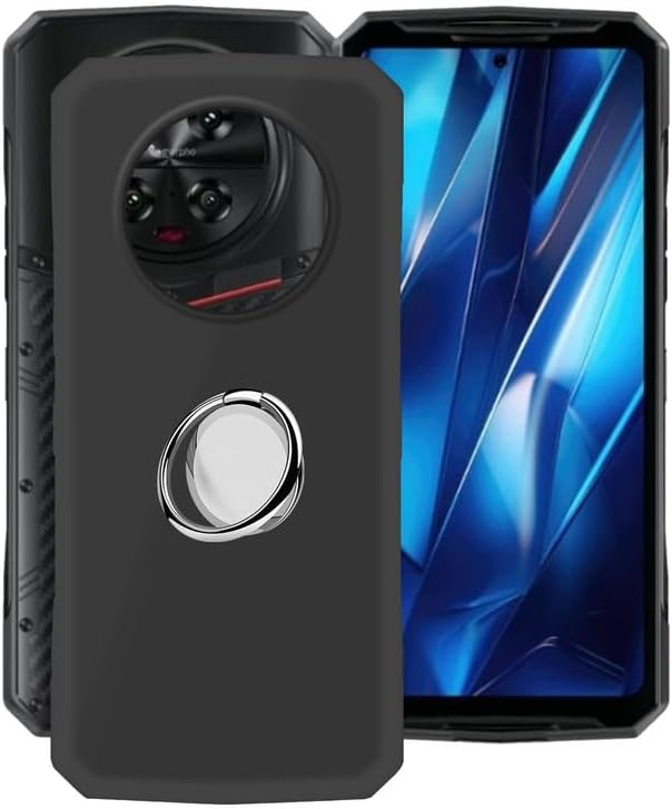 Case for Doogee DK10 (6.67") with 360 Degree Rotation Finger Ring Kickstand,Ultra-Thin Shockproof Silicone Cover Soft TPU Bumper Black Case for Doogee DK10