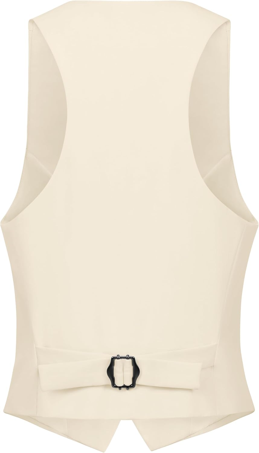 V VOCNI Suit Vest for Women Waistcoat Vintage Steampunk Dressy Casual Racerback Vest Jacket - Image 2