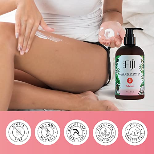 Coco Fiji Face & Body Lotion Infused With Coconut Oil | Lotion For Dry Skin | Moisturizer Face Cream & Massage Lotion For Women & Men | Tuberose 12 Oz, Pack Of 1 #TOP4