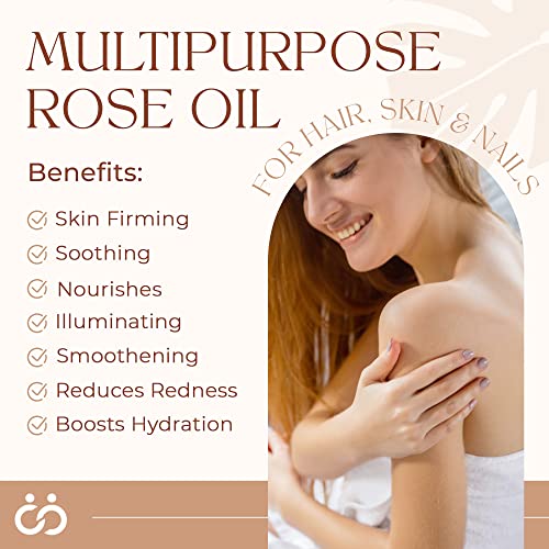 Multipurpose Rose Oil, Moisturizing Hair & Body Oil, Vitamin E Oil With Apricot, Sweet Almond And Bergamot Essential Oils For Skin, Body & Face Oil For Dry Skin, Scalp & Nails, 2 Oz - Quality Seamoss #TOP3