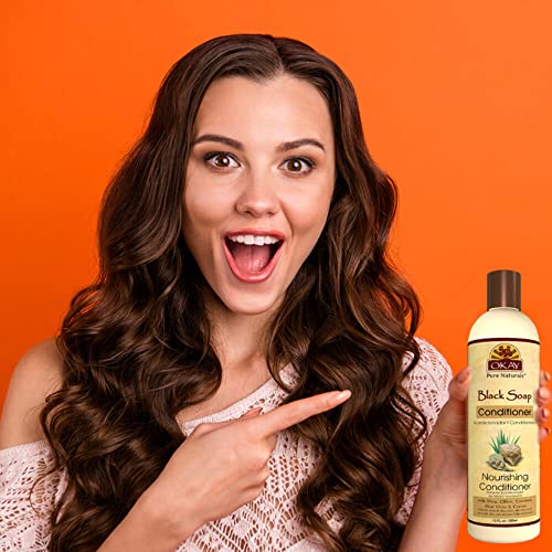 Okay | African Black Soap Conditioner | For All Hair Types & Textures | Hydrate & Moisturize | With Shea, Olive, Coconut, Aloe Vera And Cocoa | Free Of Parabens, Silicones, Sulfates | 12 Oz #TOP4
