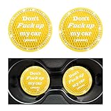 Augeny 2 PCS Bling Car Cup Coaster, 2.75 Inch Anti-Slip Crystal Rhinestone Car Cup Holder Insert Coaster, Universal Auto Drink Cup Mat, Vehicle Interior Accessories for Women Girl (Yellow)
