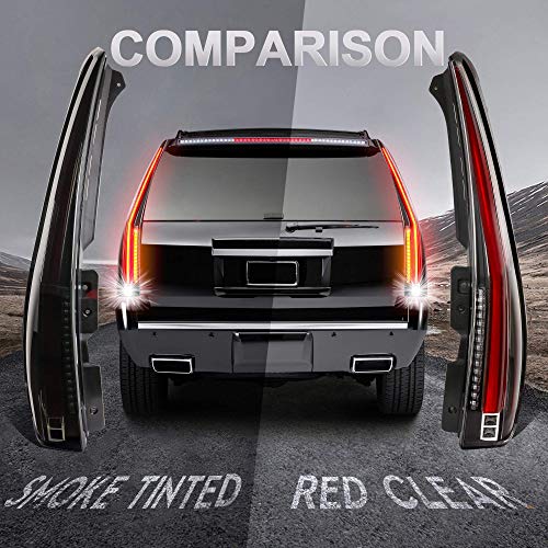 Mostplus Led Tail Lights Rear Compatible For 2007-2014 Chevy Tahoe/ 07-14 Chevy Suburban/ 07-14 Gmc Yukon/ 07-14 Gmc Yukon Denali Set Of 2 With Led H11 Bulb (Smock Tinted) #TOP3