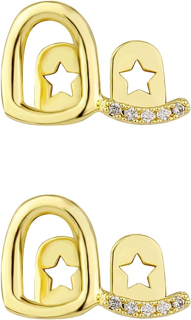 2PCS 14K Gold Plated Hip Hop Teeth Grillz Open Face Double Tooth Grillz Caps Iced Out CZ Diamond Grills for Your Teeth Grills for Men Women