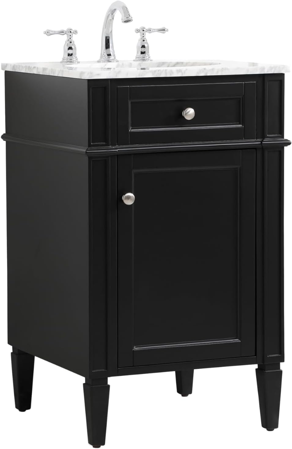 21 Single Bathroom Vanity, with Carrara White Marble Top Soft-Close, Black