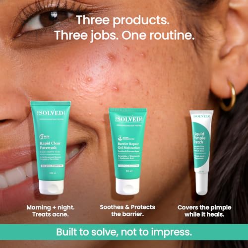 Image of THE SOLVED SKIN Liquid Pimple Patch | Invisible Acne Spot Treatment | MakeUp Friendly | Any Size pimple, Any Location | 300+ Applications | Dermatologist Tested | 10ml