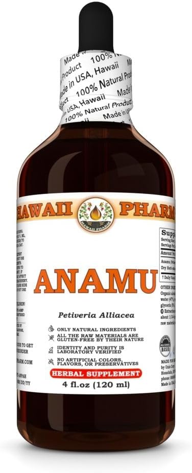 Anamu (Petiveria Alliacea) Dry Herb Tincture, Made in Hawaii, All Natural, Vegan, Pure Liquid Extract - 4 fl.oz