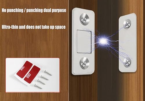 Vista 2 de Paquete de 10 imanes para puerta corrediza de gabinete, cierre magnético ultrafino, cierre magnético de acero inoxidable, cierre de puerta